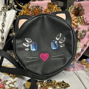 Betsy Johnson Black Cat Face Crossbody Bag,like new conditions,Final Price